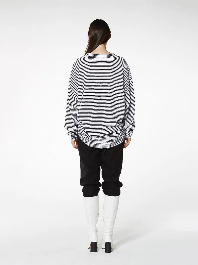 OVERSIZED L/SLV STRIPE TEE [ship immediately!]