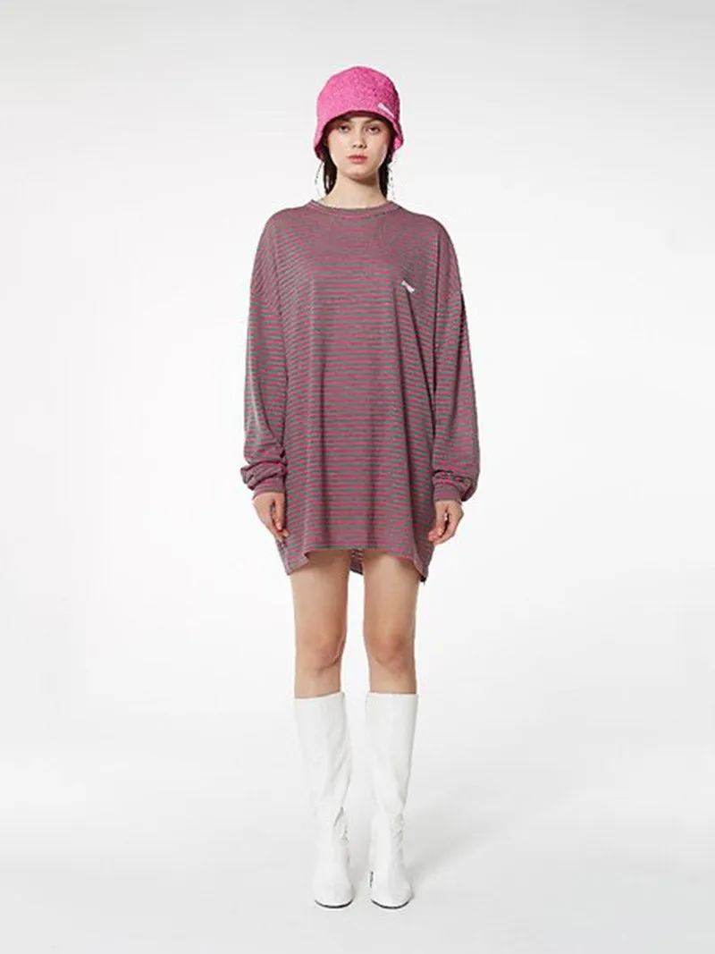 OVERSIZED L/SLV STRIPE TEE [ship immediately!]