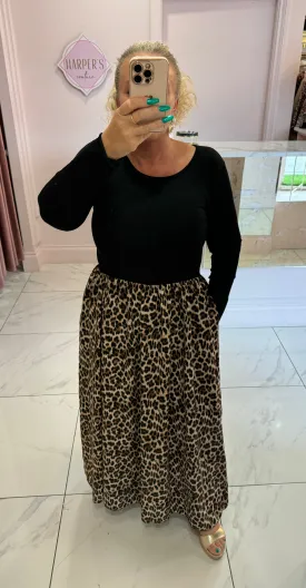 Pollyanna Long Sleeve Leopard Print Dress