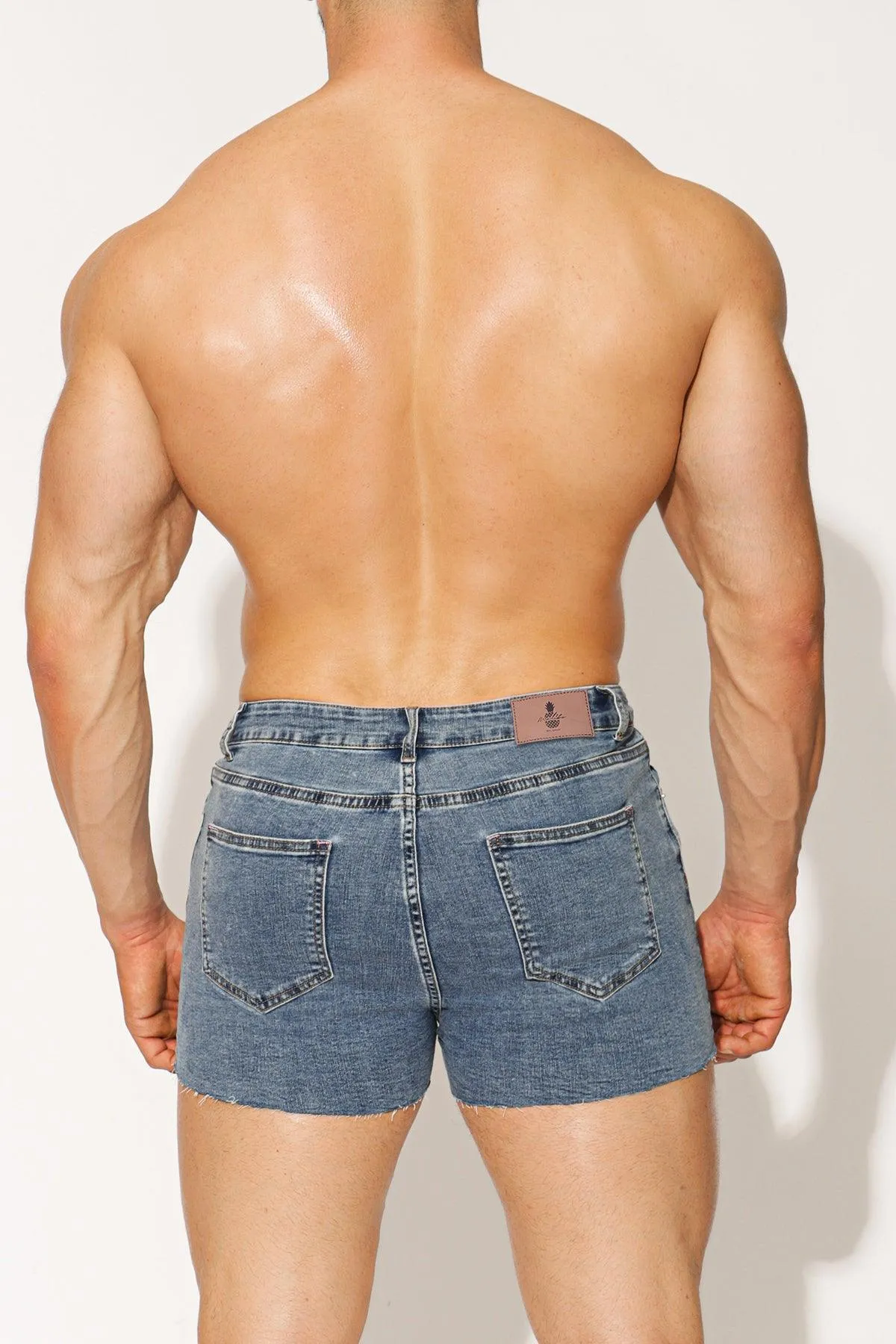 Rockstar Raw Cut 2.5" Denim Short Shorts - Washed Blue