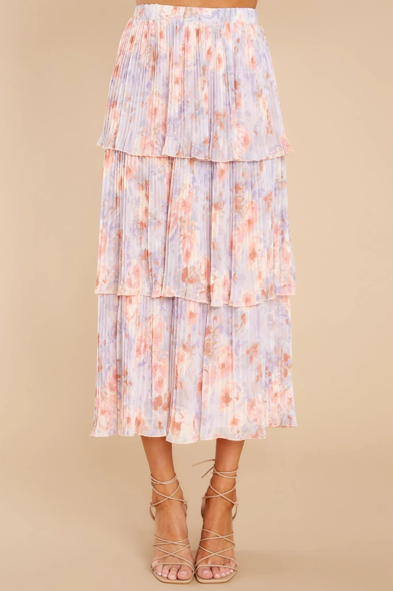 Rose Lavender Watercolor Midi Skirt