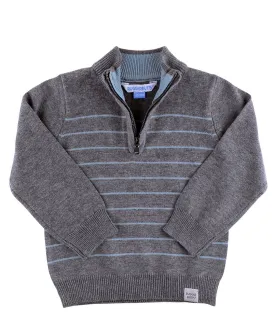 Rugged Butts-Charcoal & Antique Blue Zip Sweater