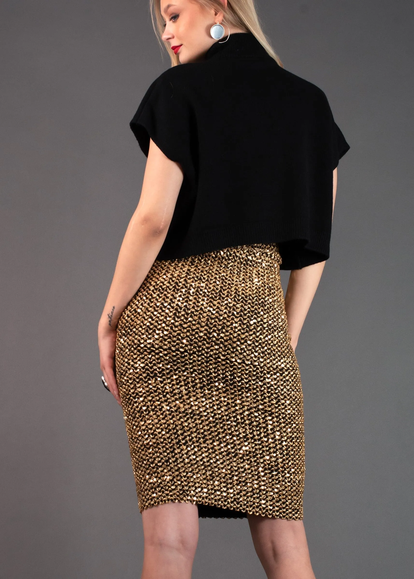 Sequin Embellished Pencil Skirt