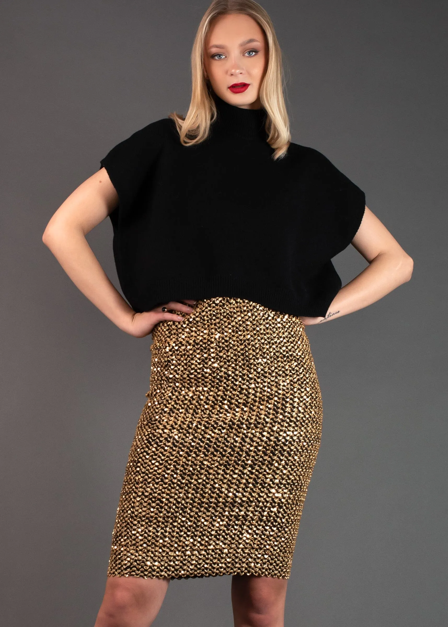 Sequin Embellished Pencil Skirt