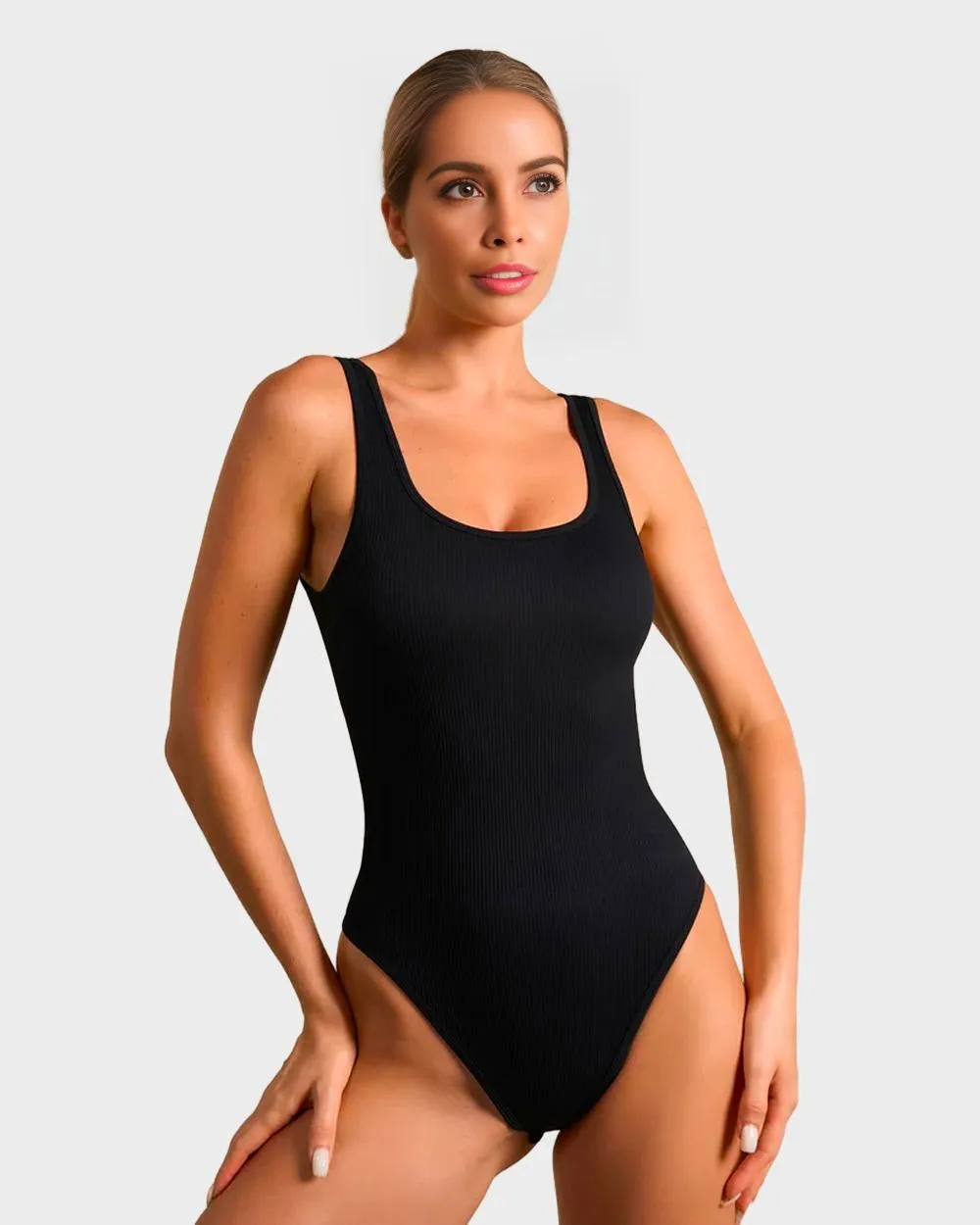 SheCurve® Wide Strap Backless Thong Bodysuit