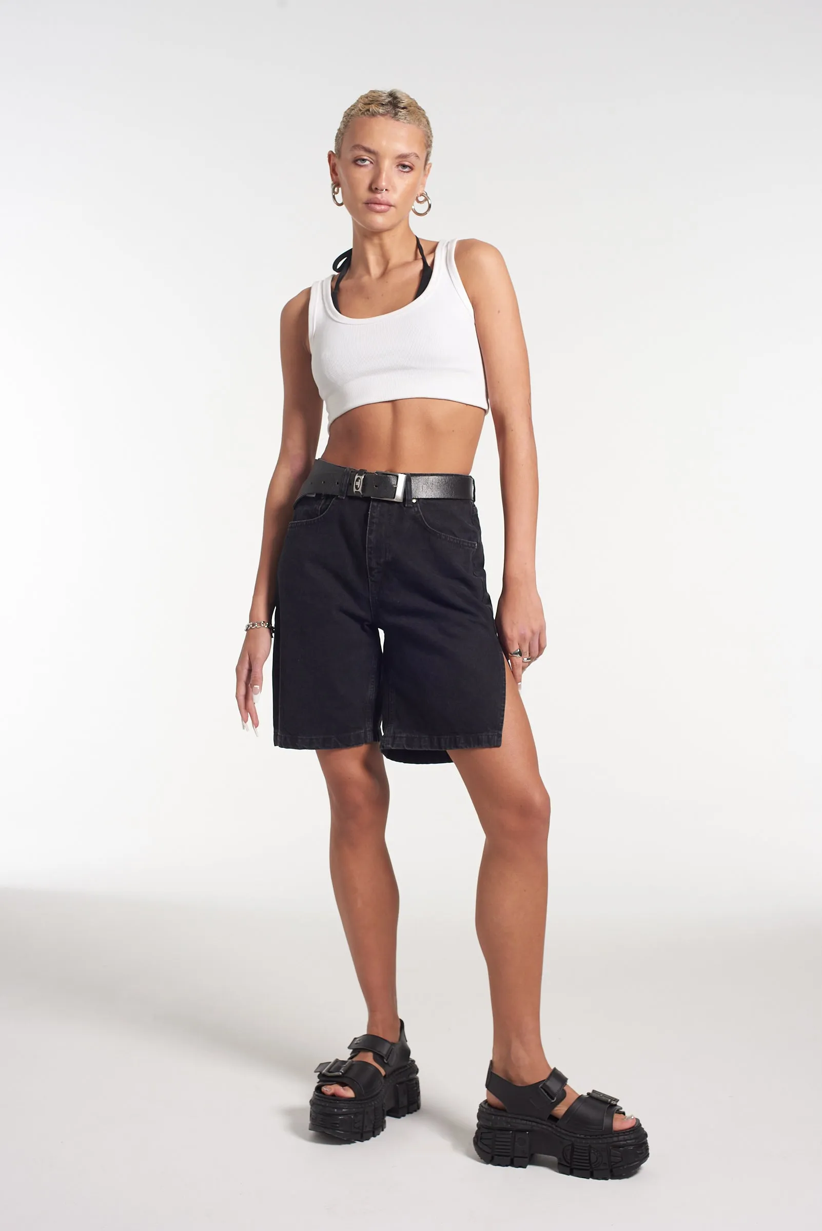 Side Split Short - Charcoal