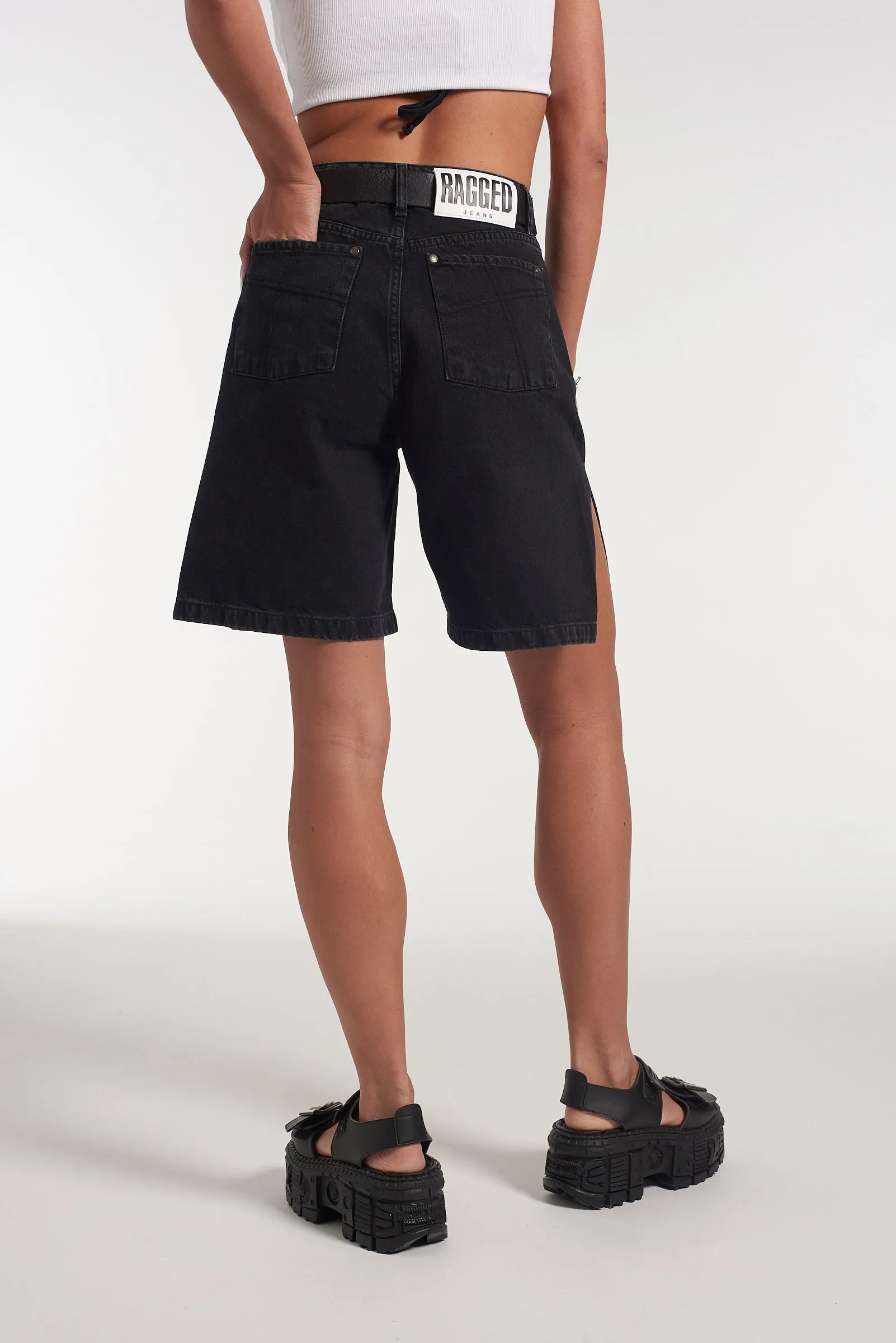 Side Split Short - Charcoal