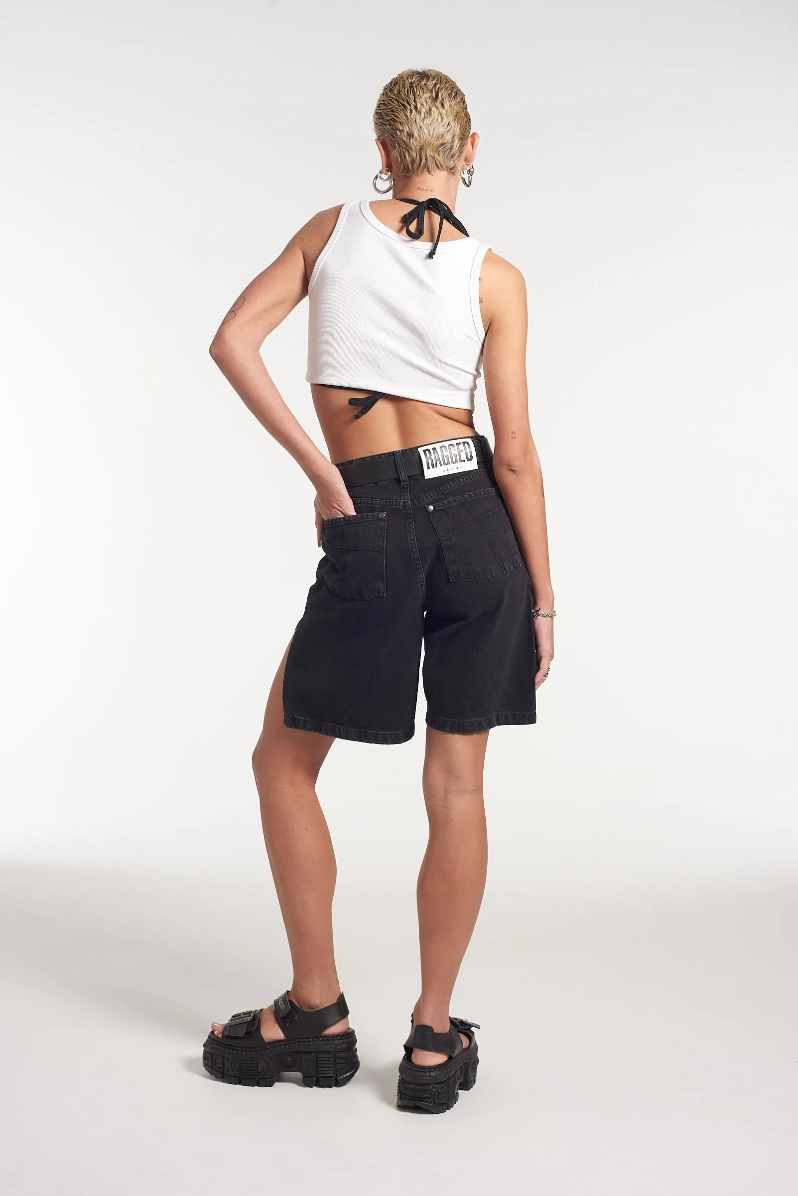 Side Split Short - Charcoal