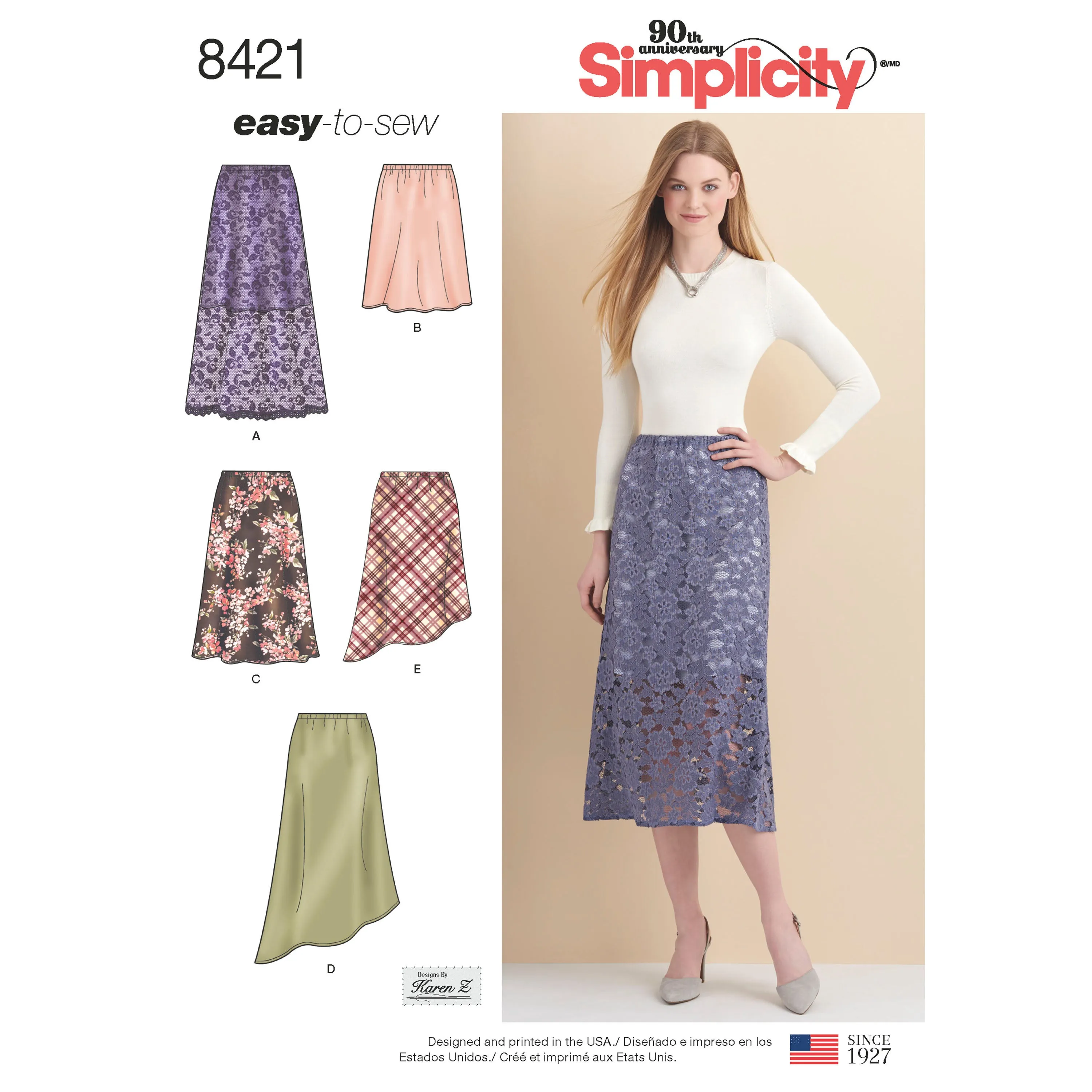 Simplicity Sewing Pattern 8421 Misses' Skirts in Three lengths with Hem Variations