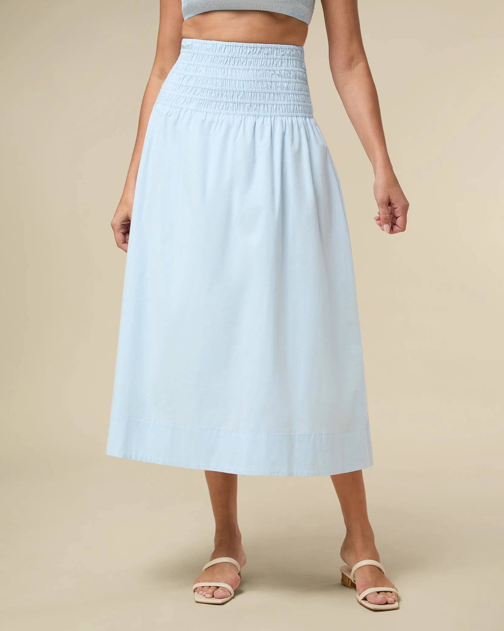 Smocked Midi Skirt