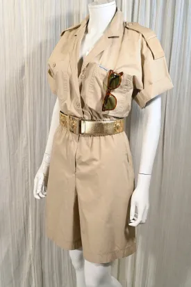 SOLD Vintage 80s Safari Jumpsuit/Coulotte/Romper, Saint Germain S/M