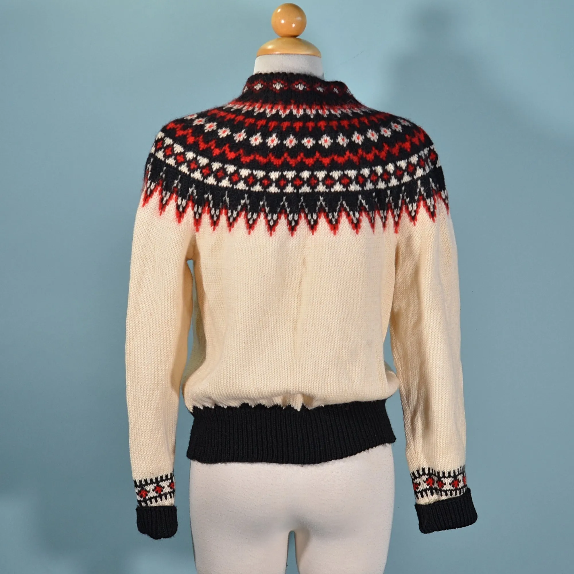 SOLD Vintage Wool Nordic Icelandic Sweater, Fair Isle Cardigan