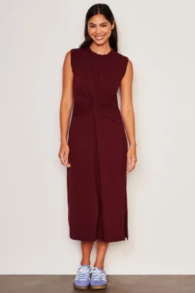 Sundry Midi Twist Sleeveless Dress in Red Rock