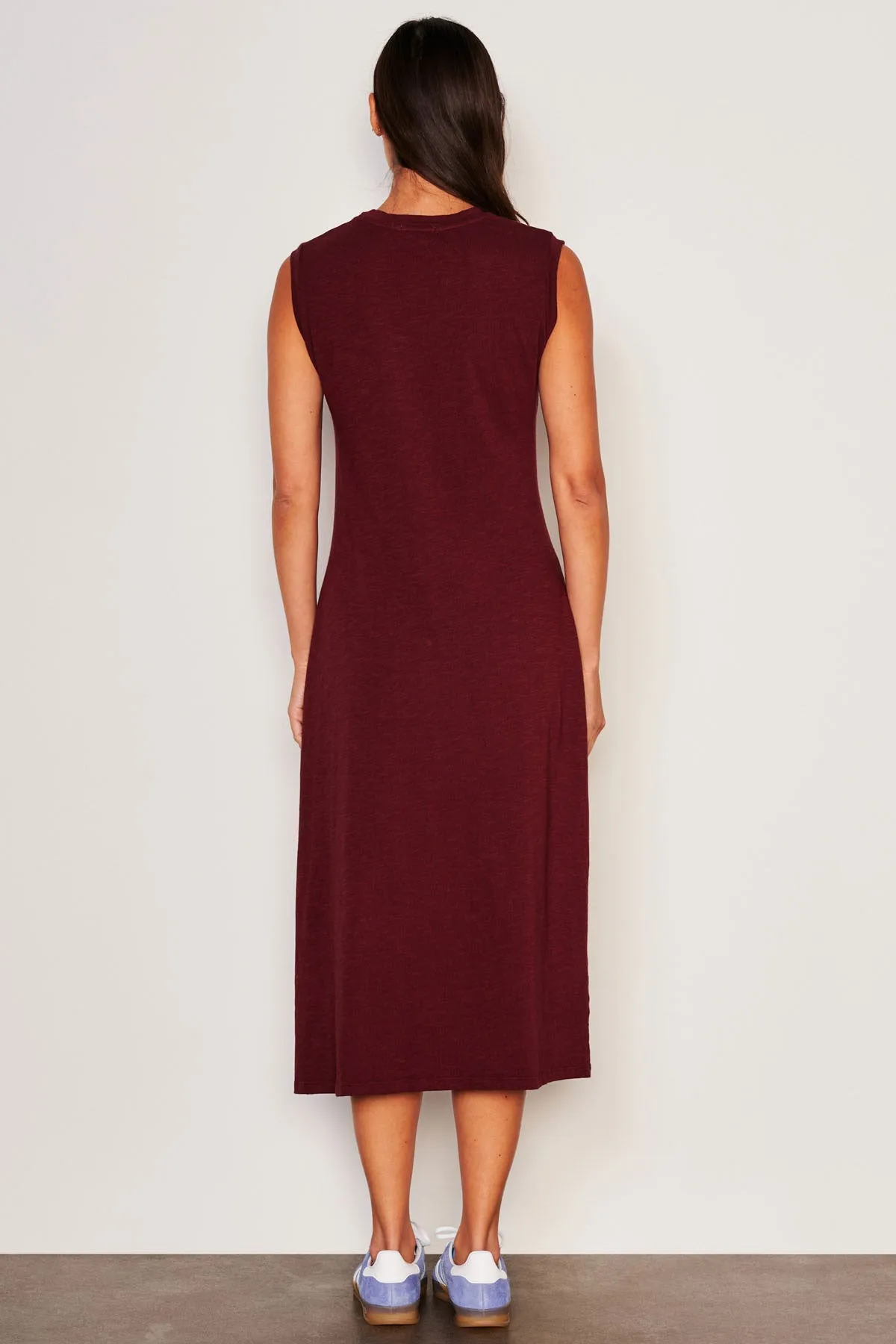 Sundry Midi Twist Sleeveless Dress in Red Rock