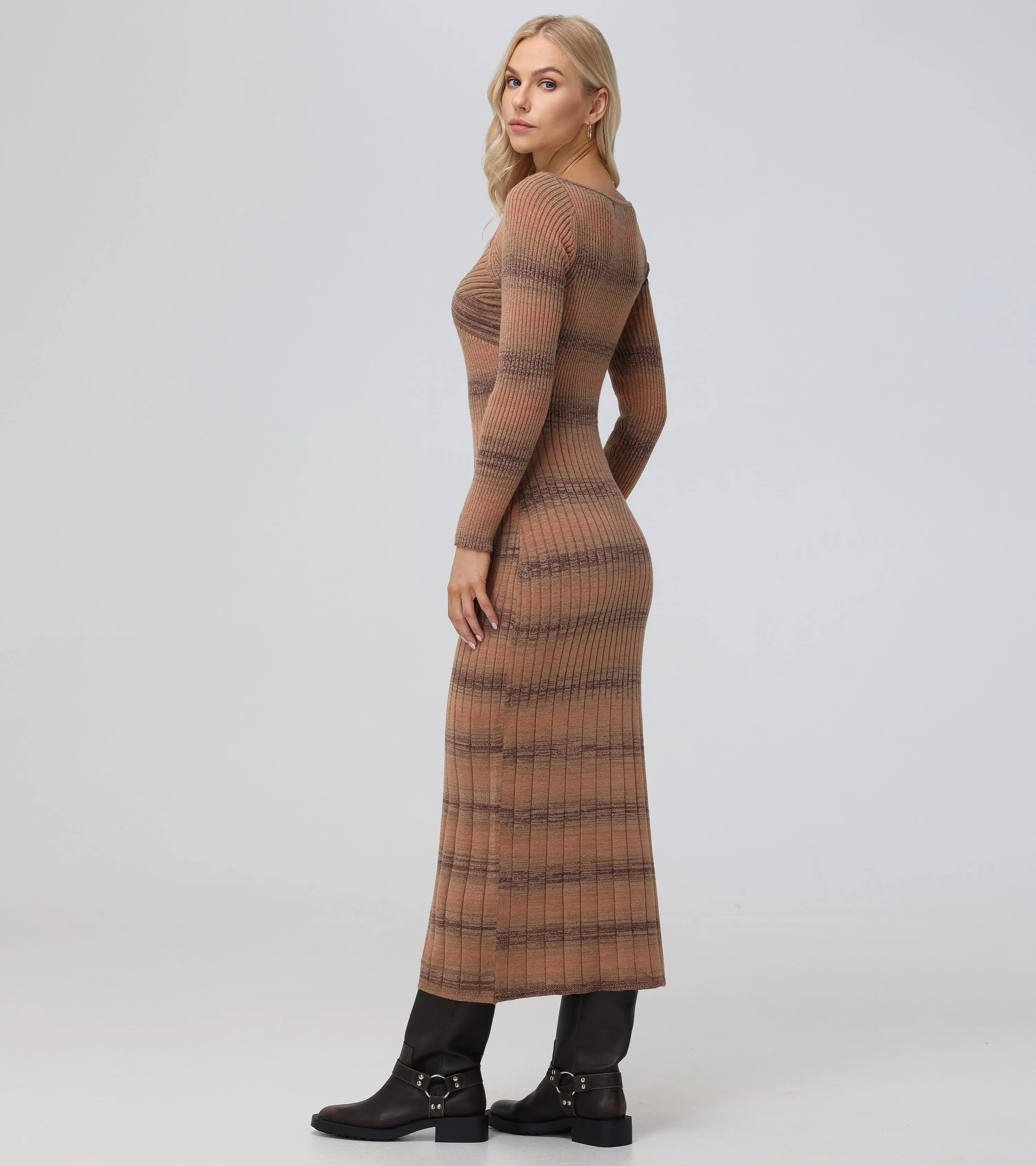 Sweetheart Neck Space Dye Sweater Dress