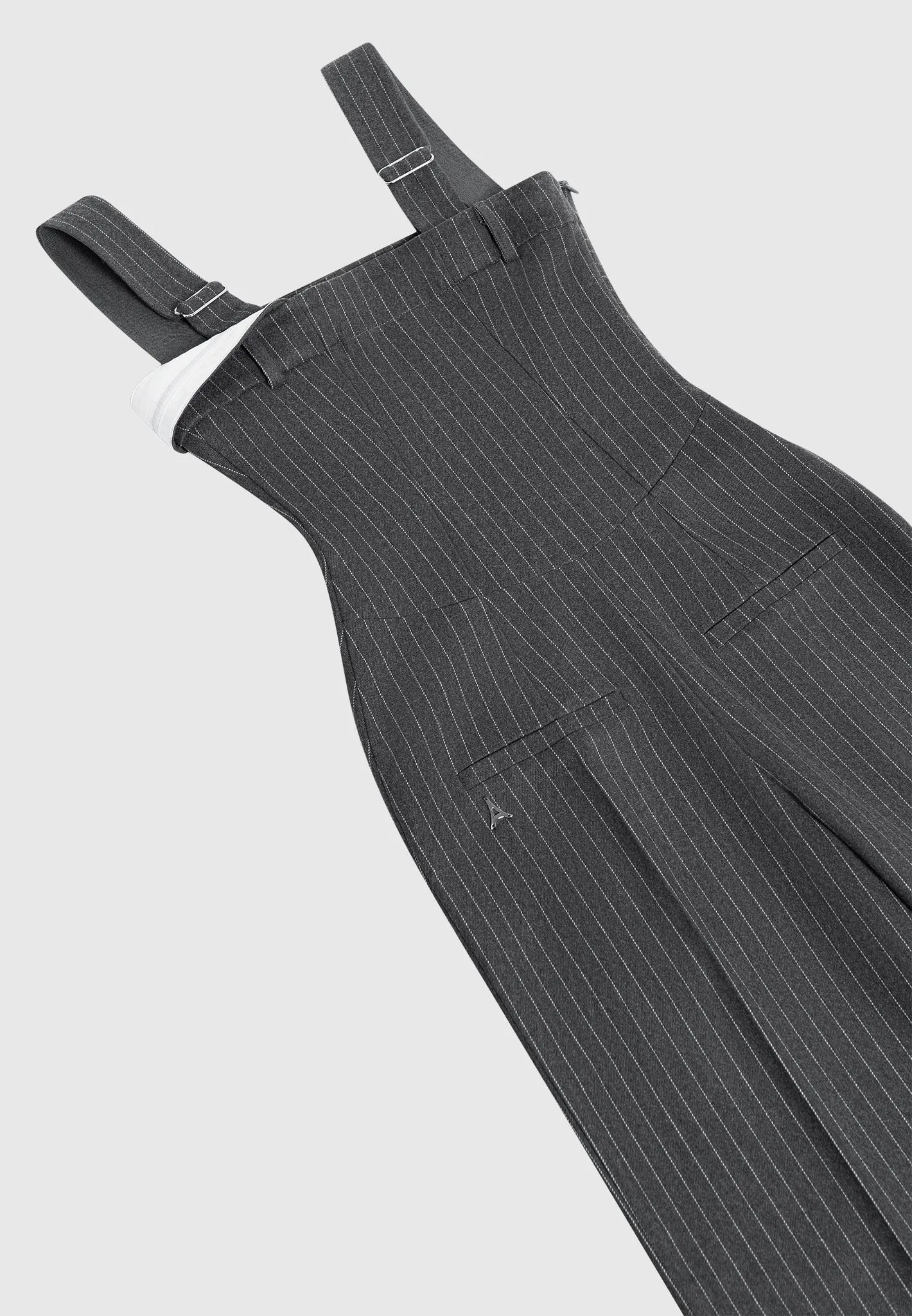 Elegant Grey Tailored Pinstripe Jumpsuit for Women