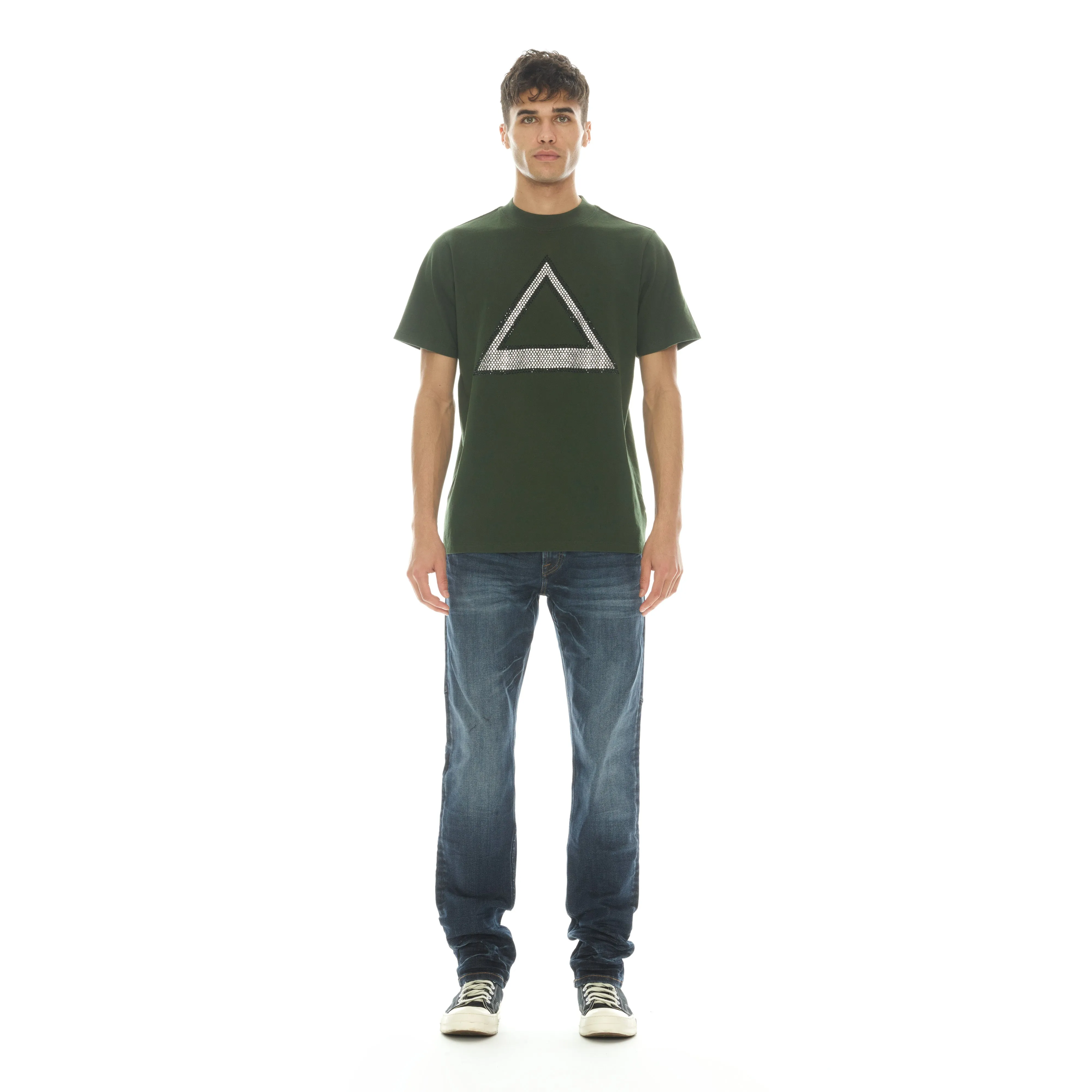 TRIANGLE LOGO TEE IN BLACK FOREST