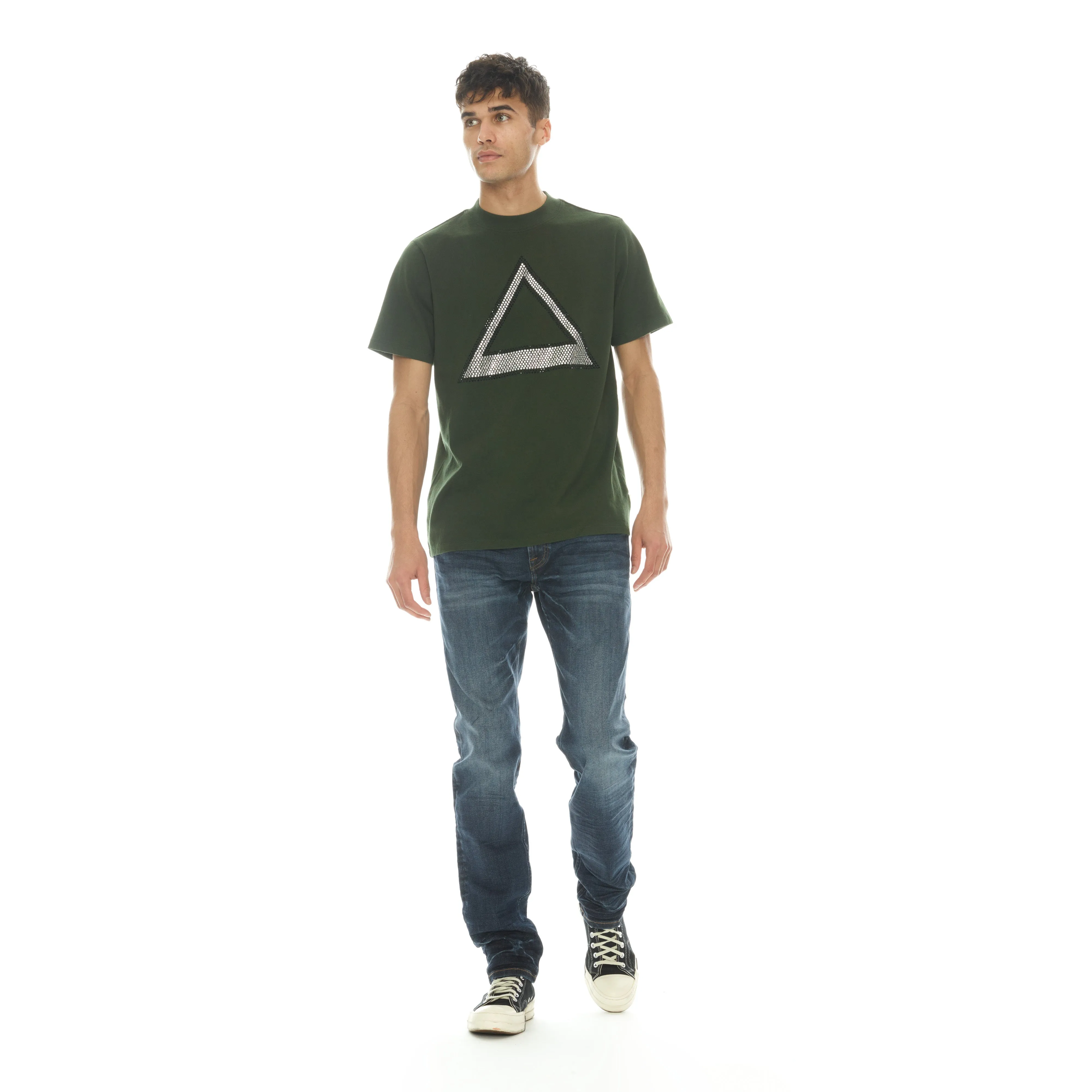 TRIANGLE LOGO TEE IN BLACK FOREST