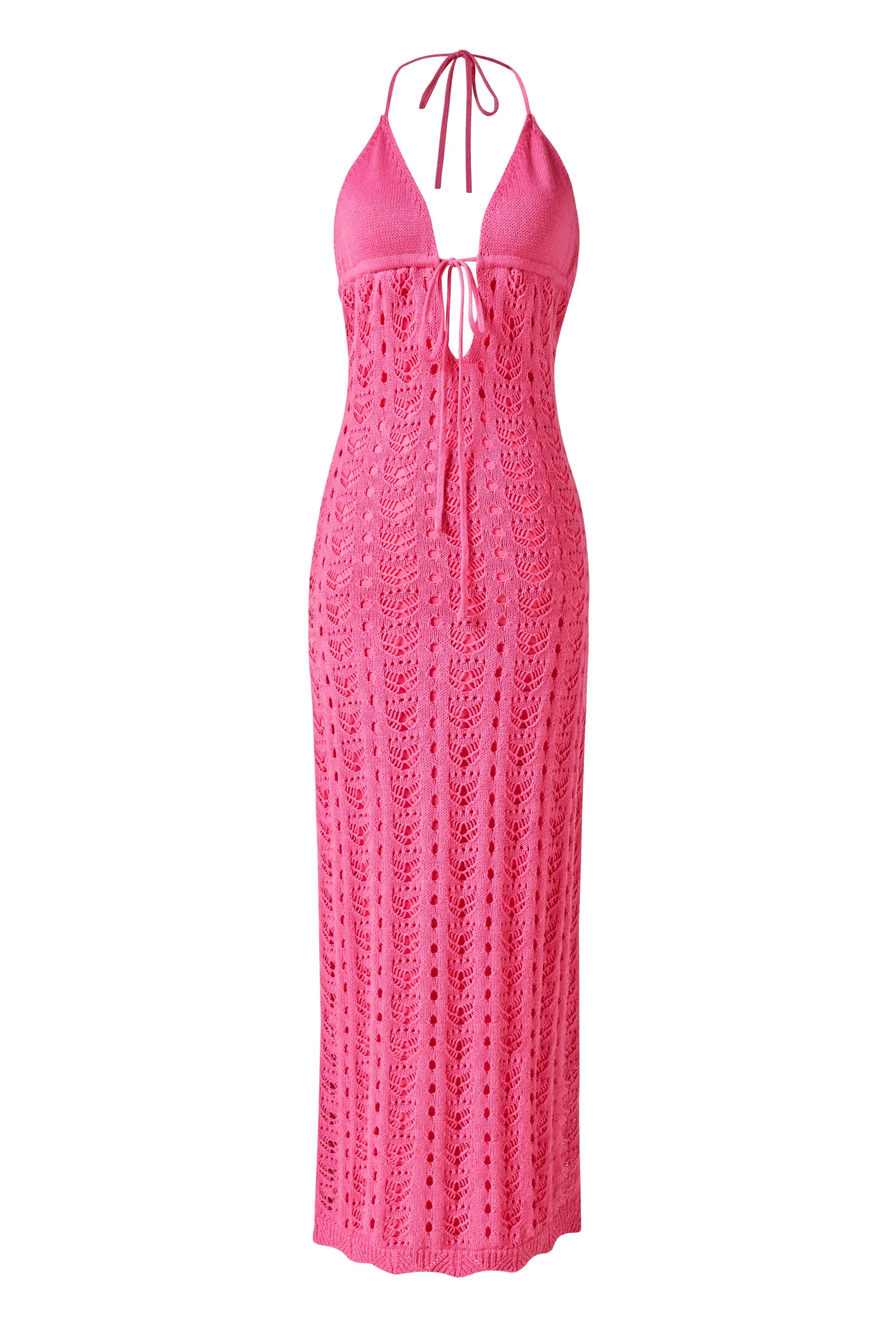 Valeria Pink Crochet Maxi Dress