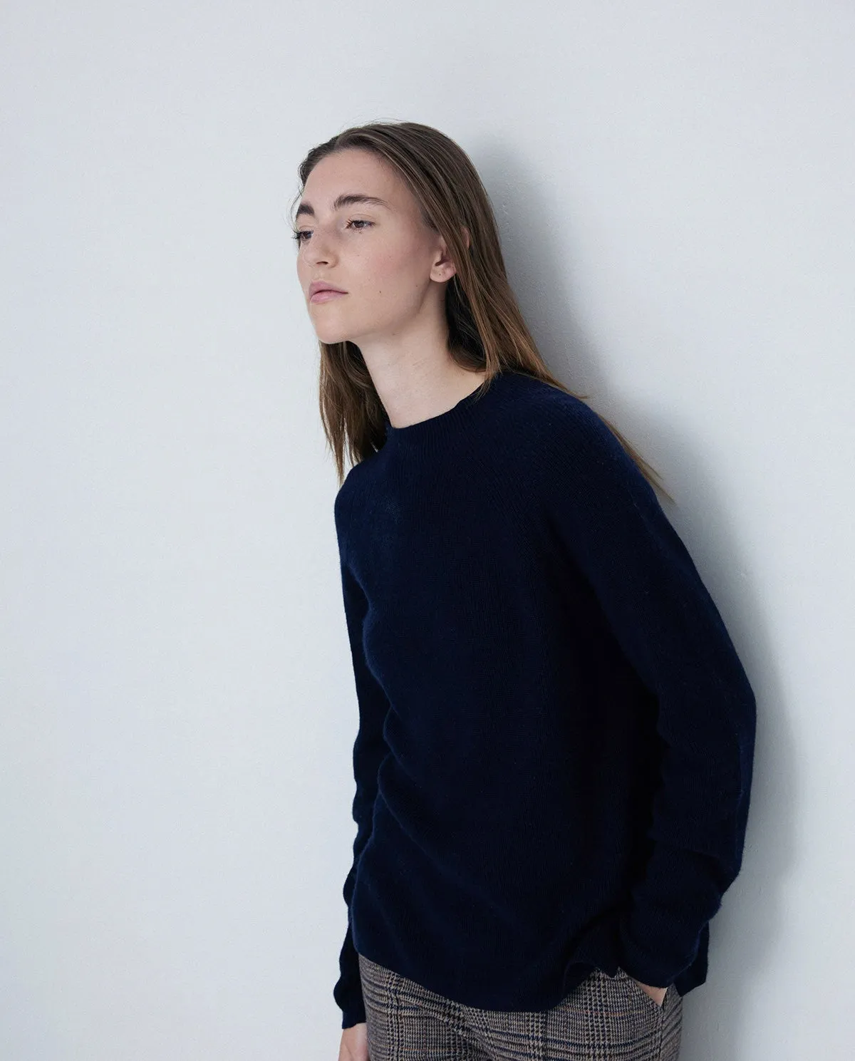 Wool blend sweater in navy by YERSE